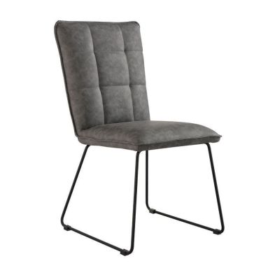 Pair Of Urban Classic Dining Chairs Metal Faux Leather Grey