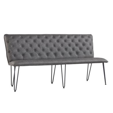 Product photograph of Urban Chesterfield Large Bench Metal Faux Leather Grey from QD stores