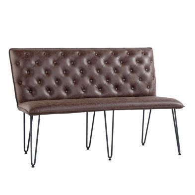 Product photograph of Urban Chesterfield Bench Metal Faux Leather Brown from QD stores