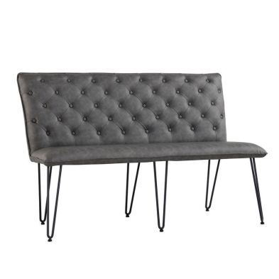 Product photograph of Urban Chesterfield Bench Metal Faux Leather Grey from QD stores
