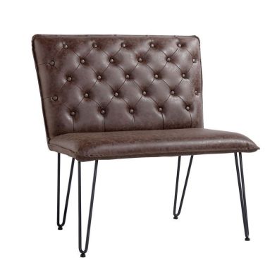 Product photograph of Urban Chesterfield Compact Bench Metal Faux Leather Brown from QD stores