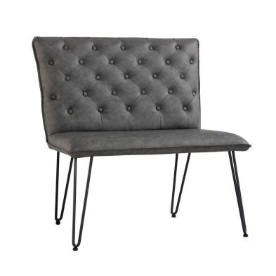 Product photograph of Urban Chesterfield Compact Bench Metal Faux Leather Grey from QD stores
