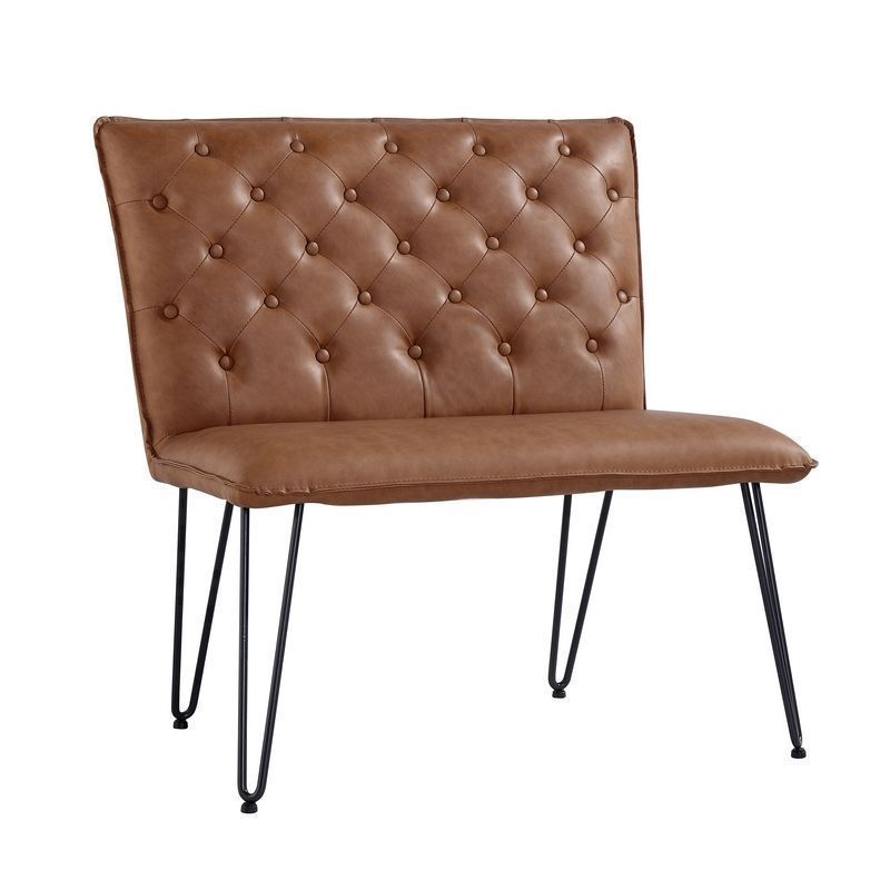 Urban Chesterfield Studded Back Small Dining Bench Tan
