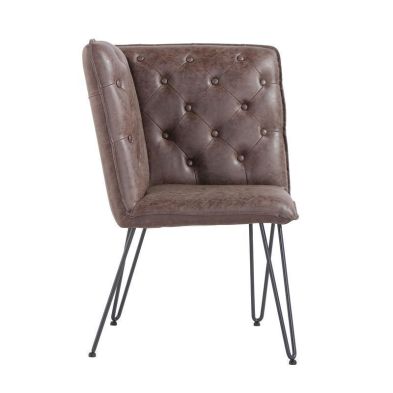 Product photograph of Urban Chesterfield Corner Bench Metal Faux Leather Brown from QD stores