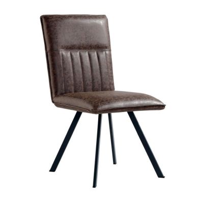 Product photograph of Pair Of Urban Retro Dining Chairs Metal Faux Leather Brown from QD stores