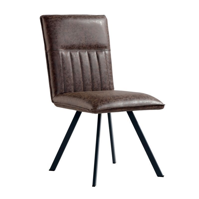 Pair of Urban Retro Dining Chairs Metal & Faux Leather Brown