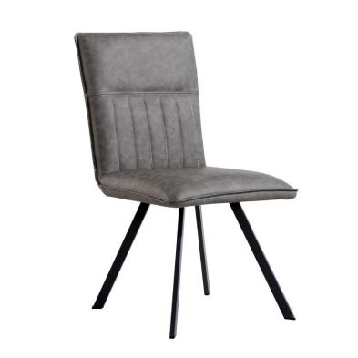 Pair Of Urban Retro Dining Chairs Metal Faux Leather Grey