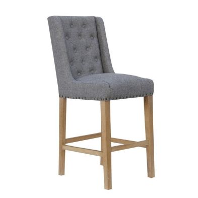 Product photograph of Pair Of Lancelot Dining Chairs Oak Metal Light Grey from QD stores