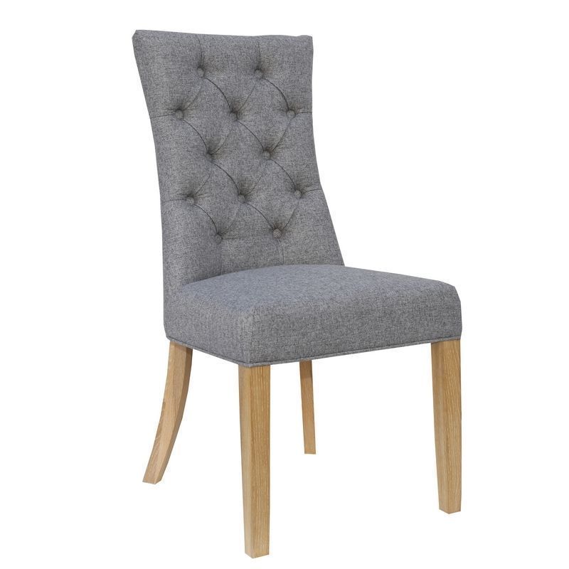 Lancelot Curved Button Back Dining Chair Light Grey