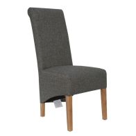 See more information about the Baxter Fabric Scroll Back Dining Chair Dark Grey