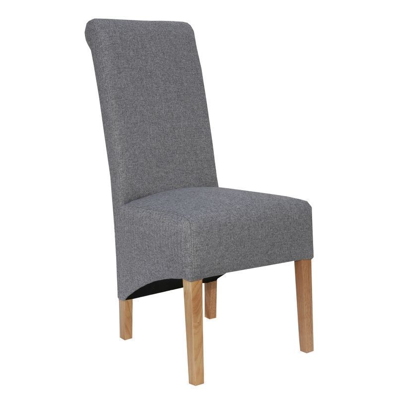 Pair of Baxter Dining Chairs Fabric Light Grey