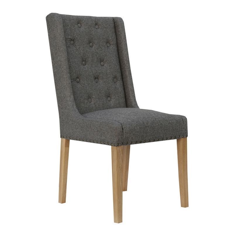 Lancelot Button Back and Studded Dining Chair Dark Grey