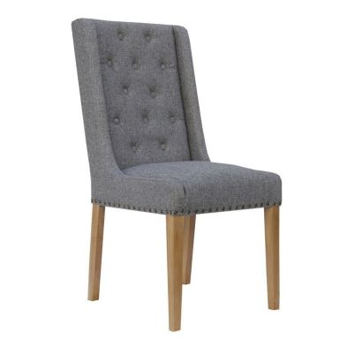 See more information about the Lancelot Button Back and Studded Dining Chair Light Grey