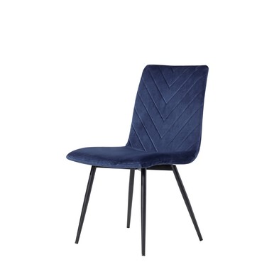 Pair Of Retro Dining Chairs Metal Fabric Blue