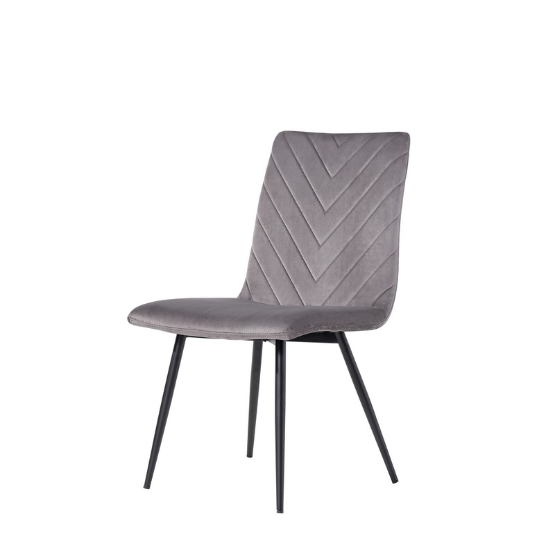Pair of Retro Dining Chairs Metal & Fabric Dark Grey