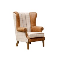 See more information about the Oxbridge Wing Armchair Oak Faux Leather Armrests Natural