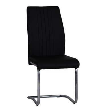 Product photograph of Pair Of Harris Dining Chairs Chrome Faux Leather Black from QD stores