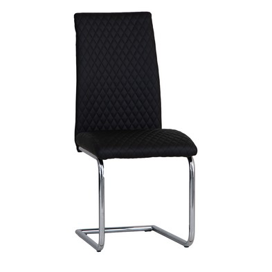 Product photograph of Pair Of Harris Dining Chairs Chrome Faux Leather Diamond Black from QD stores