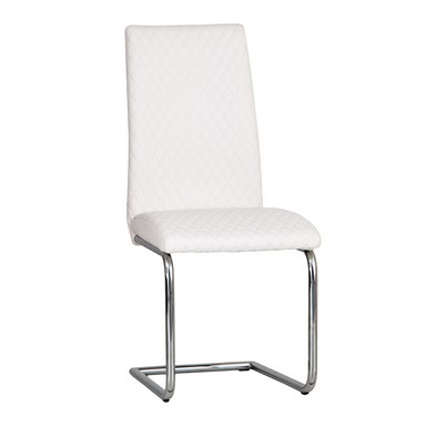 Product photograph of Pair Of Harris Dining Chairs Chrome Faux Leather Diamond White from QD stores