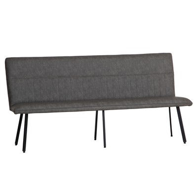 Urban Chique Bench Metal & Faux Leather Grey 180cm from QD Stores