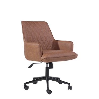 See more information about the Pair of Urban Bauhaus Office Chairs Metal & Faux Leather Tan