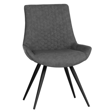 Product photograph of Pair Of Urban Honeycomb Dining Chairs Metal Faux Leather Grey from QD stores