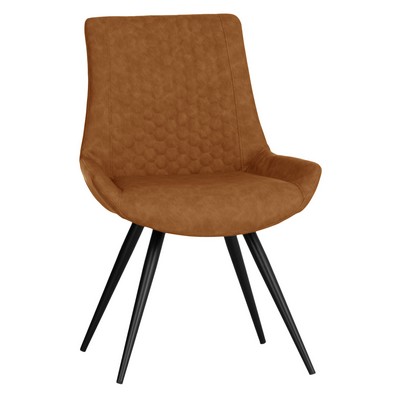 Product photograph of Pair Of Urban Honeycomb Dining Chairs Metal Faux Leather Tan from QD stores