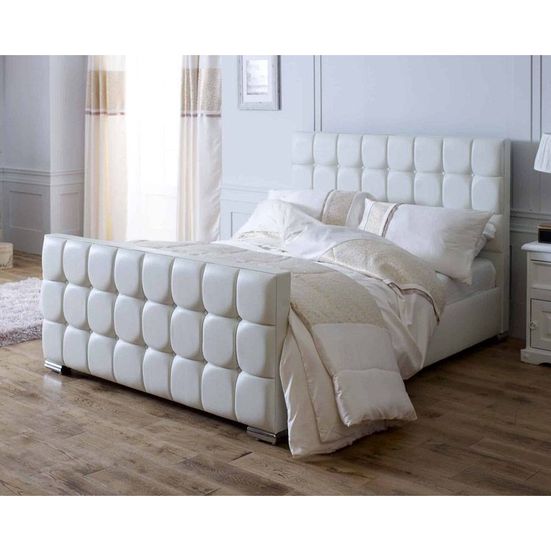 Lansfield Gatsby Velvet White 4ft Small Double Bed Frame Buy