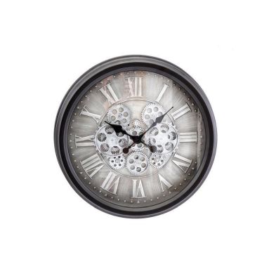 Product photograph of Steampunk Clock Grey Wall Mounted Battery Powered - 52 5cm from QD stores