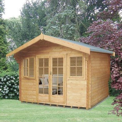 Product photograph of Shire Clipstone 11 9 X 9 9 Apex Log Cabin - Premium 70mm Cladding Tongue Groove from QD stores