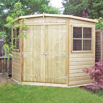 Product photograph of Shire Corner 6 8 X 6 8 Flat Shed - Premium Pressure Treated Shiplap from QD stores