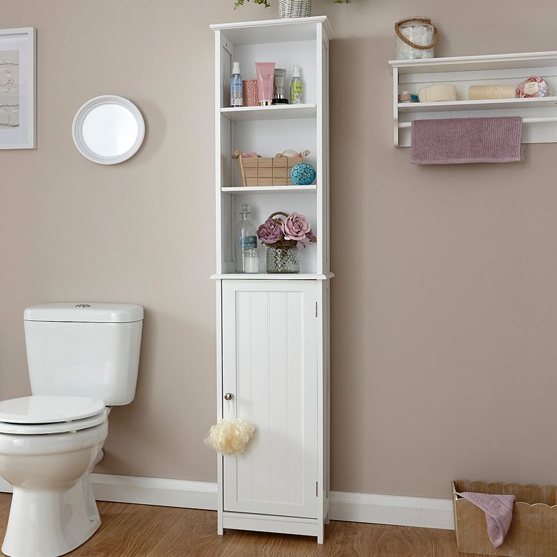 Colonial Tall Cabinet White 1 Door 6 Shelves - Buy Online at QD Stores