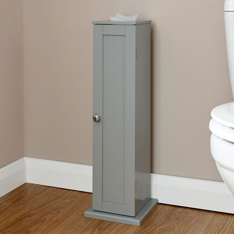 Colonial Toilet Roll Cupboard Grey 1 Door 2 Shelves