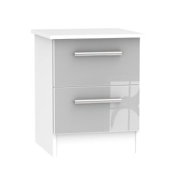 Buxton Slim Bedside Table White Grey 2 Drawers