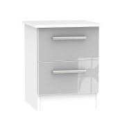 See more information about the Buxton Slim Bedside Table White & Grey 2 Drawers