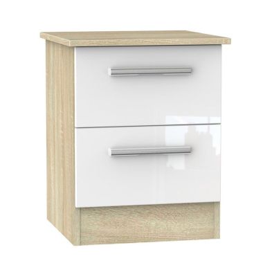 Buxton Slim Bedside Table Natural White 2 Drawers