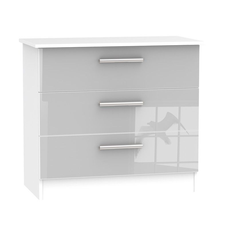 Buxton Chest of Drawers White & Grey 3 Drawers
