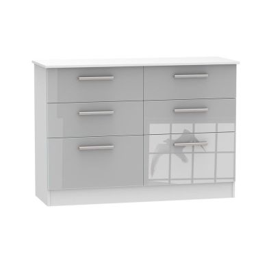 Buxton Large Chest Of Drawers White Grey 6 Drawers