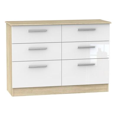 Buxton Large Chest Of Drawers Natural White 6 Drawers