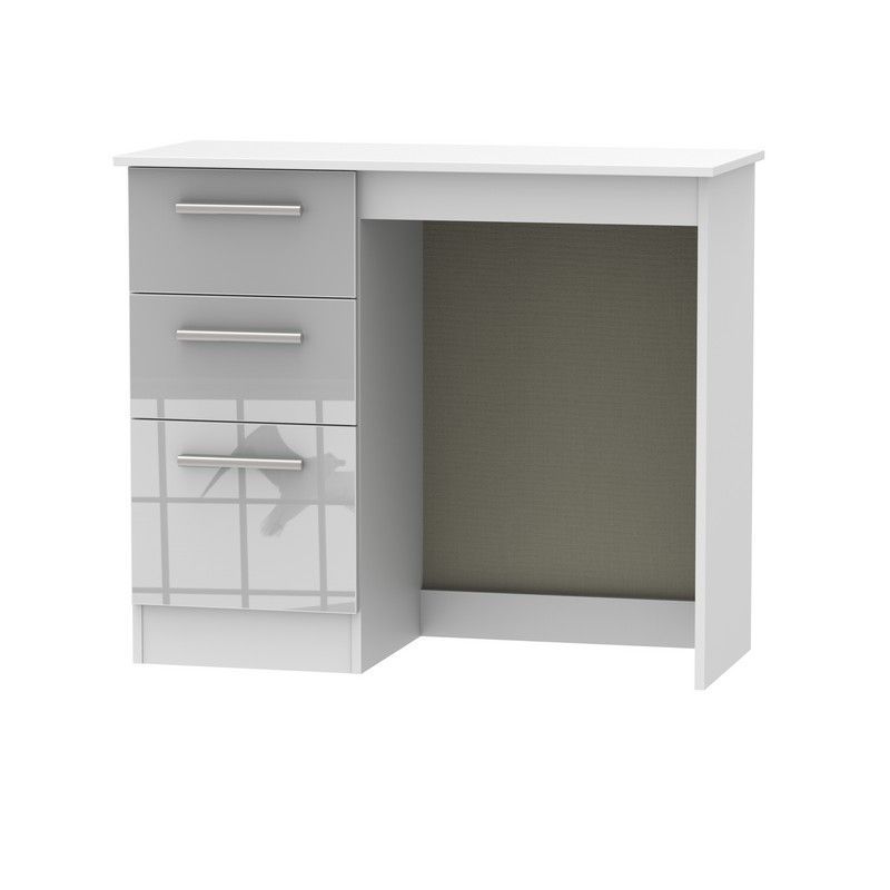 Buxton 3 Drawer Vanity Bedroom Desk Grey Gloss & White