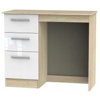 See more information about the Buxton 3 Drawer Vanity Bedroom Desk White Gloss & Brown