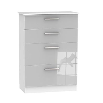 Buxton Tall Chest Of Drawers White Grey 4 Drawers