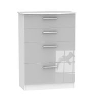 See more information about the Buxton 4 Drawer Deep Bedroom Chest Grey Gloss & White