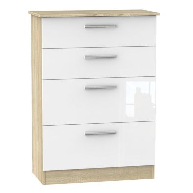Buxton Tall Chest Of Drawers Natural White 4 Drawers