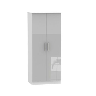 Buxton Tall Wardrobe White Grey 2 Doors