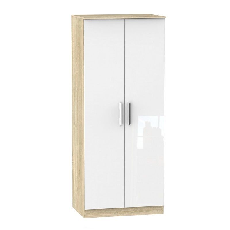 Buxton Tall Wardrobe Natural & White 2 Doors