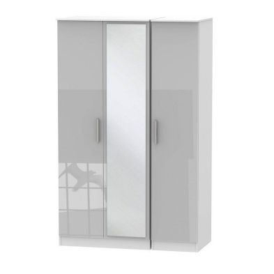 Buxton Tall Wardrobe White Grey 3 Doors