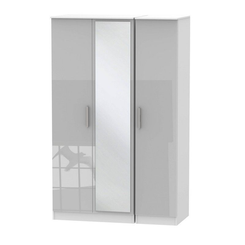 Buxton Tall Wardrobe White & Grey 3 Doors