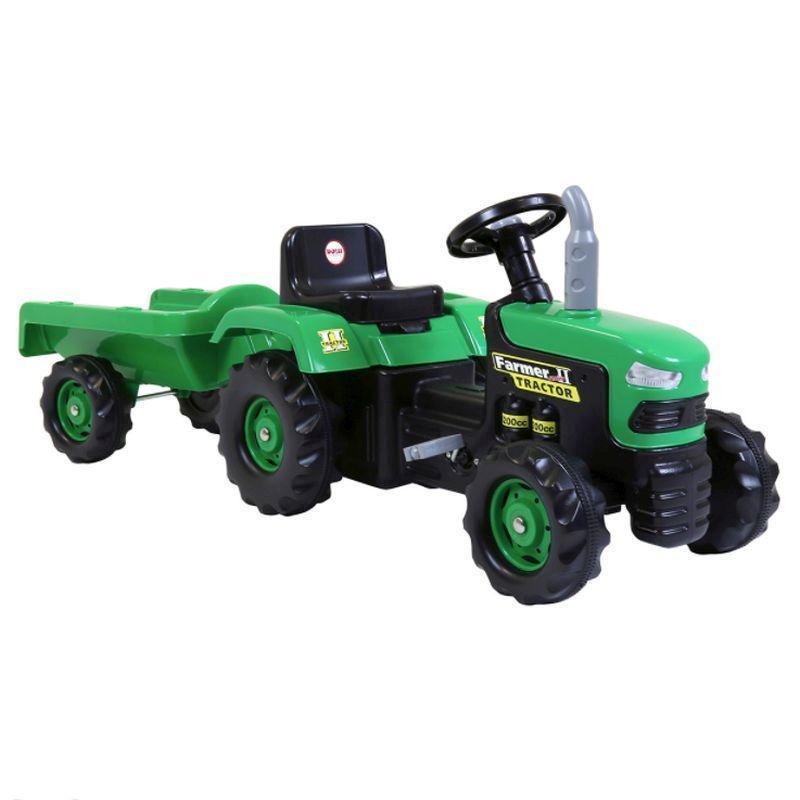 Wensum Dolu Ride On Green Tractor With Trailer