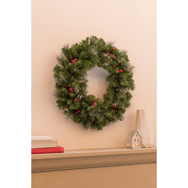 Wreath Christmas Decoration Green - 60cm Creestwood Spruce 